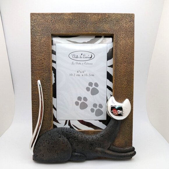 Vintage 6" X 4" B Siamese Cat Resin Picture Frame 3D - Picture 1 of 7